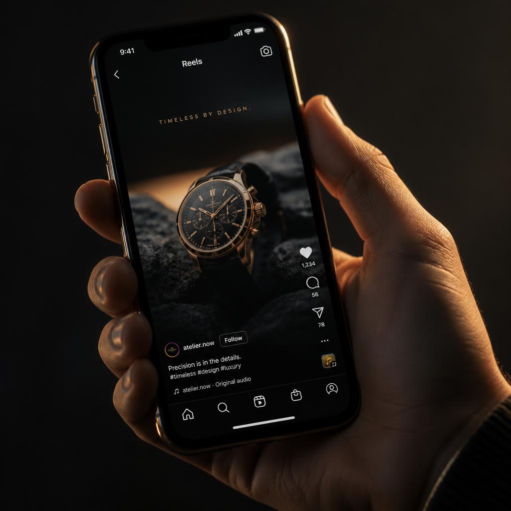 Nahaufnahme eines Smartphones mit laufendem Reel