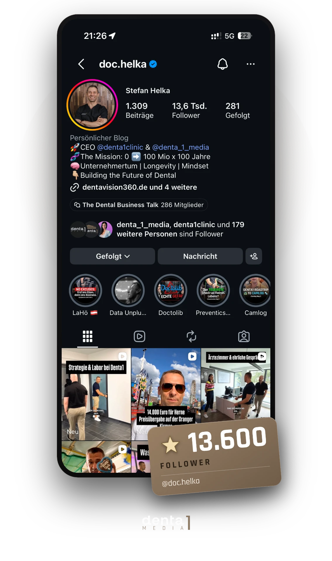 Instagram-Profil @doc.helka mit 13.600 Followern